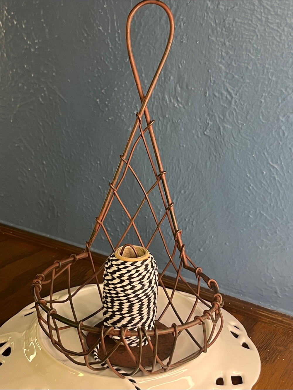 Rustic Wire Twine Basket - Brown/Copper